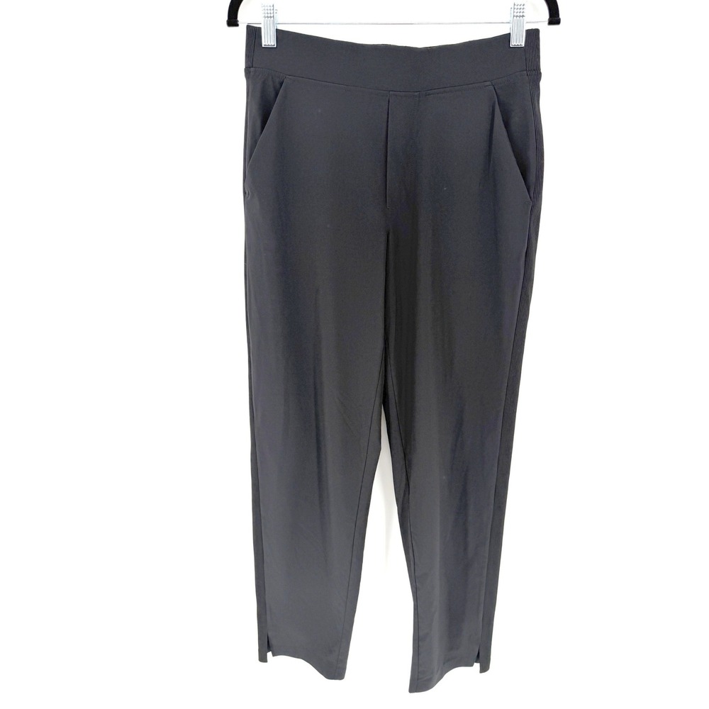 Athleta Brooklyn Heights Tapered Pant Size 4 Black Ribbed Waist Trouser Travel